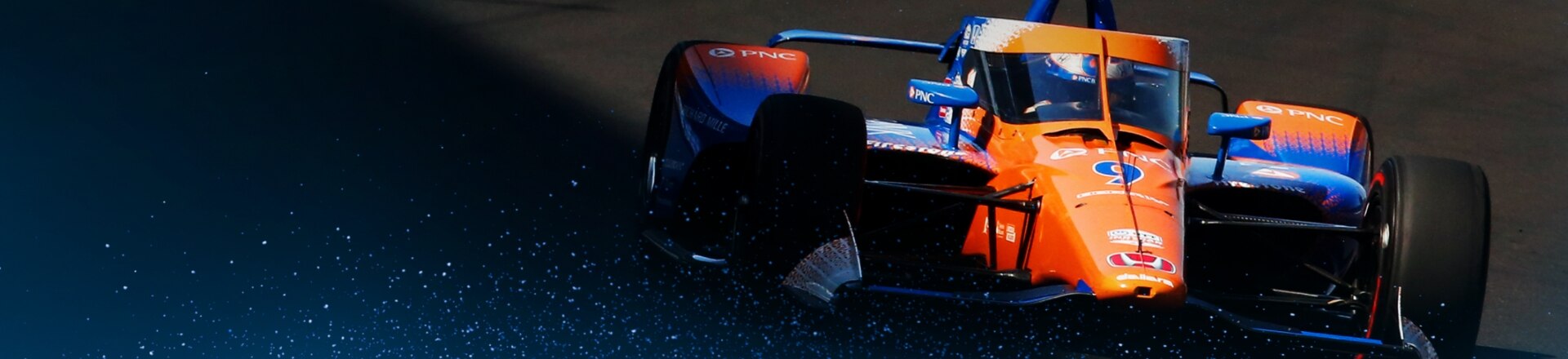 Orange and blue racing car