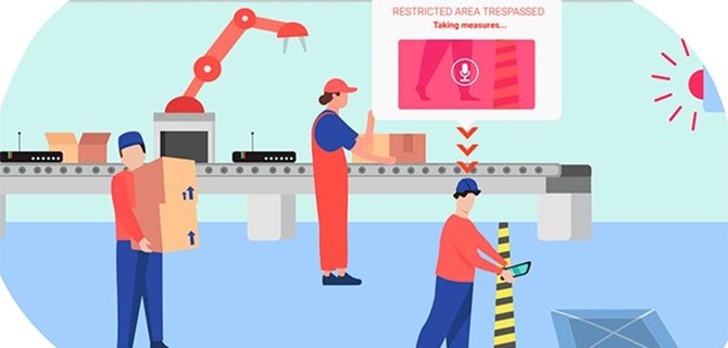 Animated image of factory workers